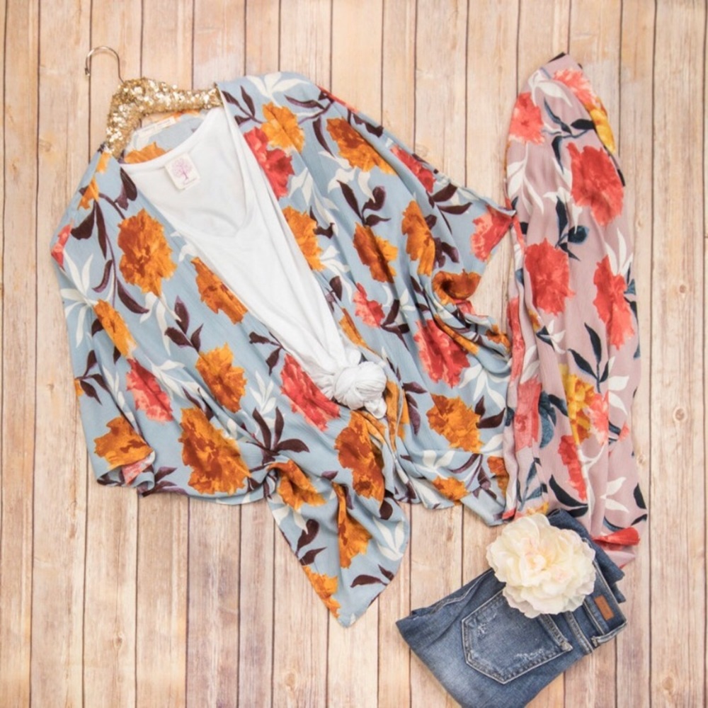 Floral kimono (mauve, size small)